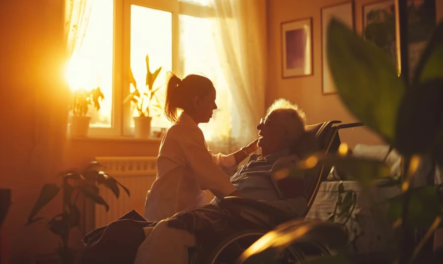 Enfermera dando los cuidados paliativos en casa con respeto y amor Homewatch